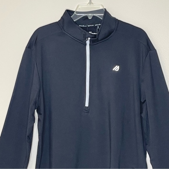 NEW Eddie Bauer Black Quarter Zip Mock Neck Pullover Shirt US L - Picture 3 of 7